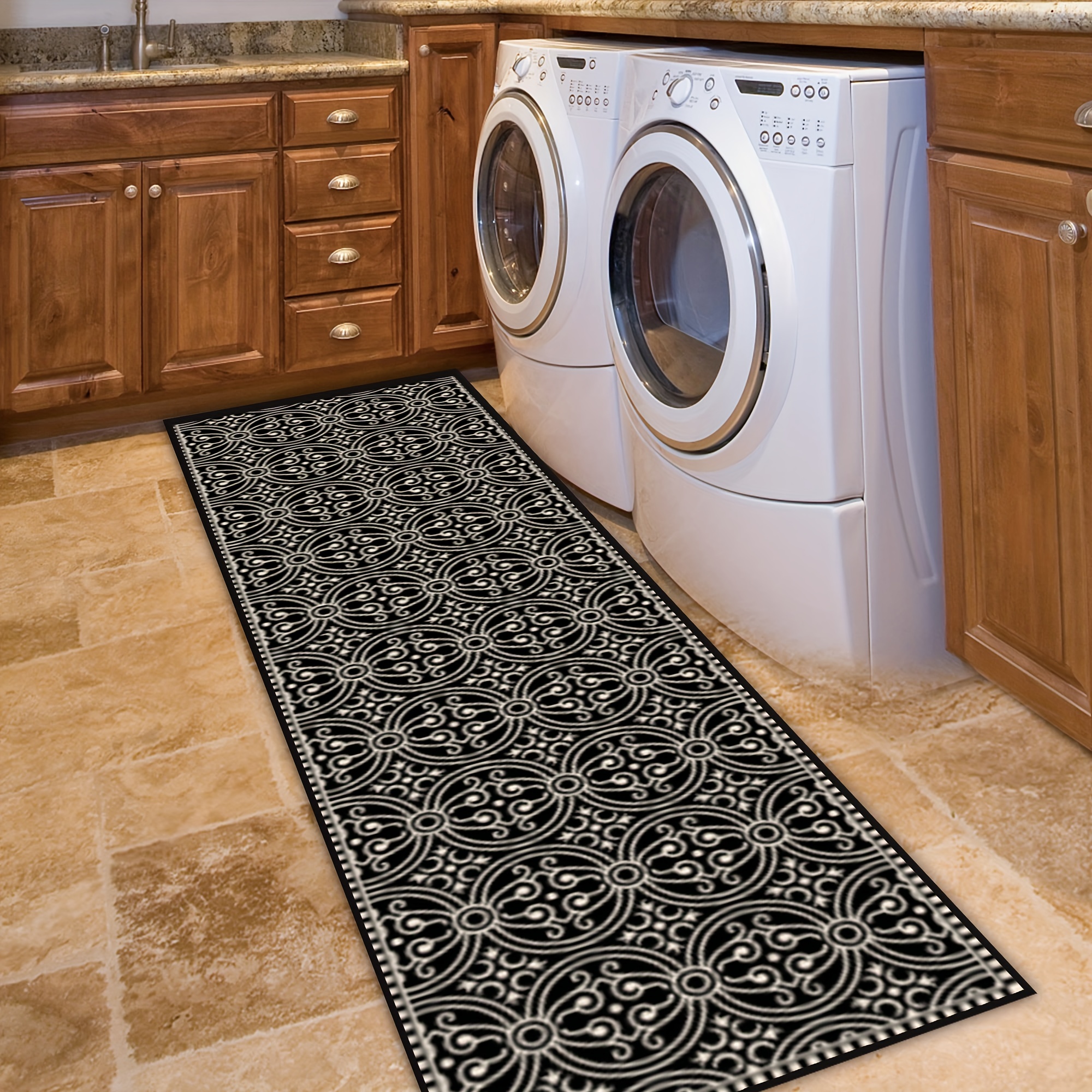 Laundry Room Rug, Long Oriental Hallway Rug, Soft Non Slip Machine