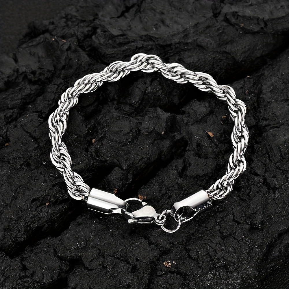 thumbnail interactive-video image 1 of Metaltree98 Stainless Steel Twist Rope Chain Necklace – 3-8mm Thick, 16-30 Inch, Unisex 1 of 2