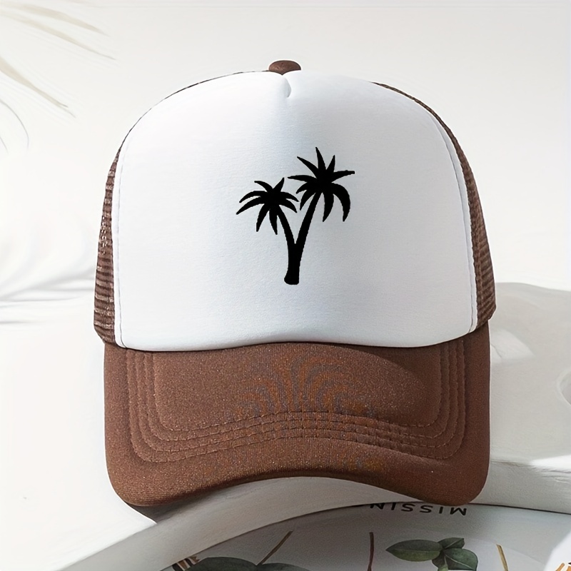 Coconut Tree Print Mesh Baseball Cap for Men