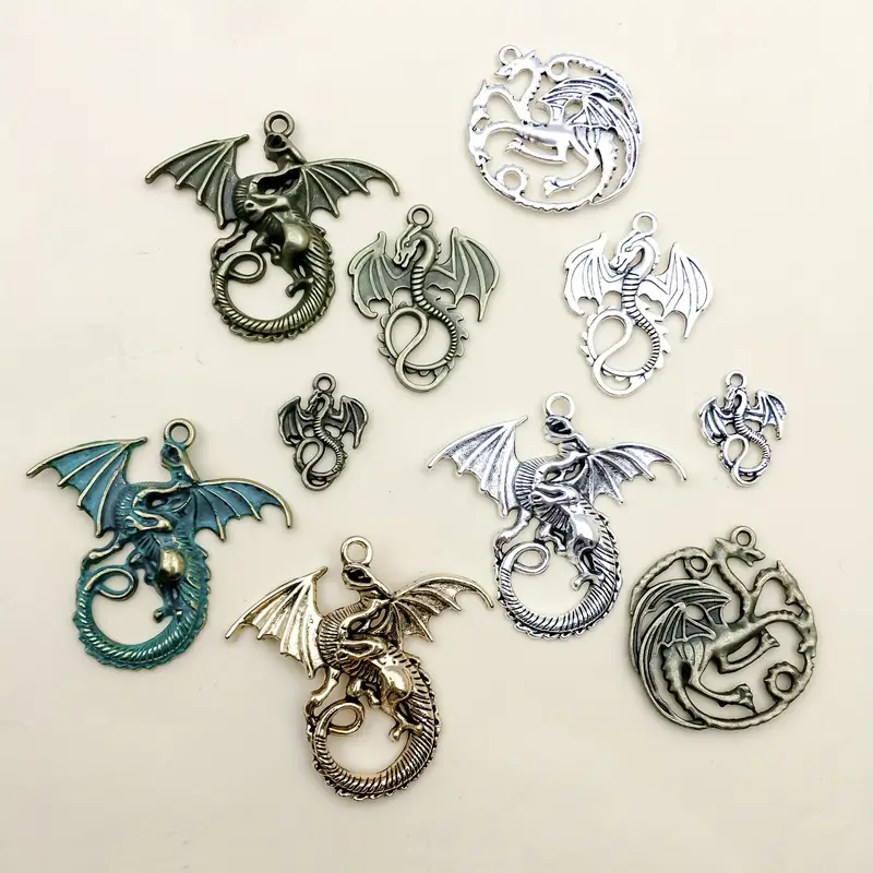 Randomly Mixed 10pcs/Set Silvery Alloy Dragon Charms Pendants For DIY  Necklace Bracelet Earrings Jewelry Making Handmade