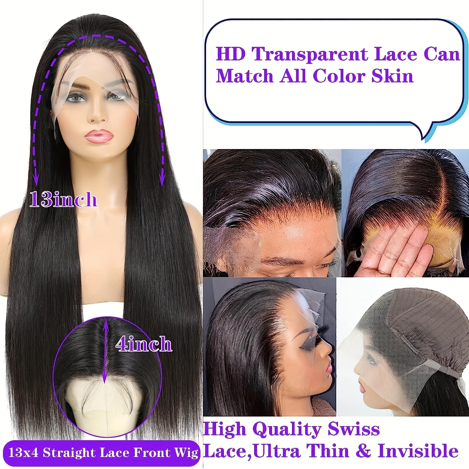 Straight Lace Front Wigs Human Hair 150 Density 13x4 Hd Temu