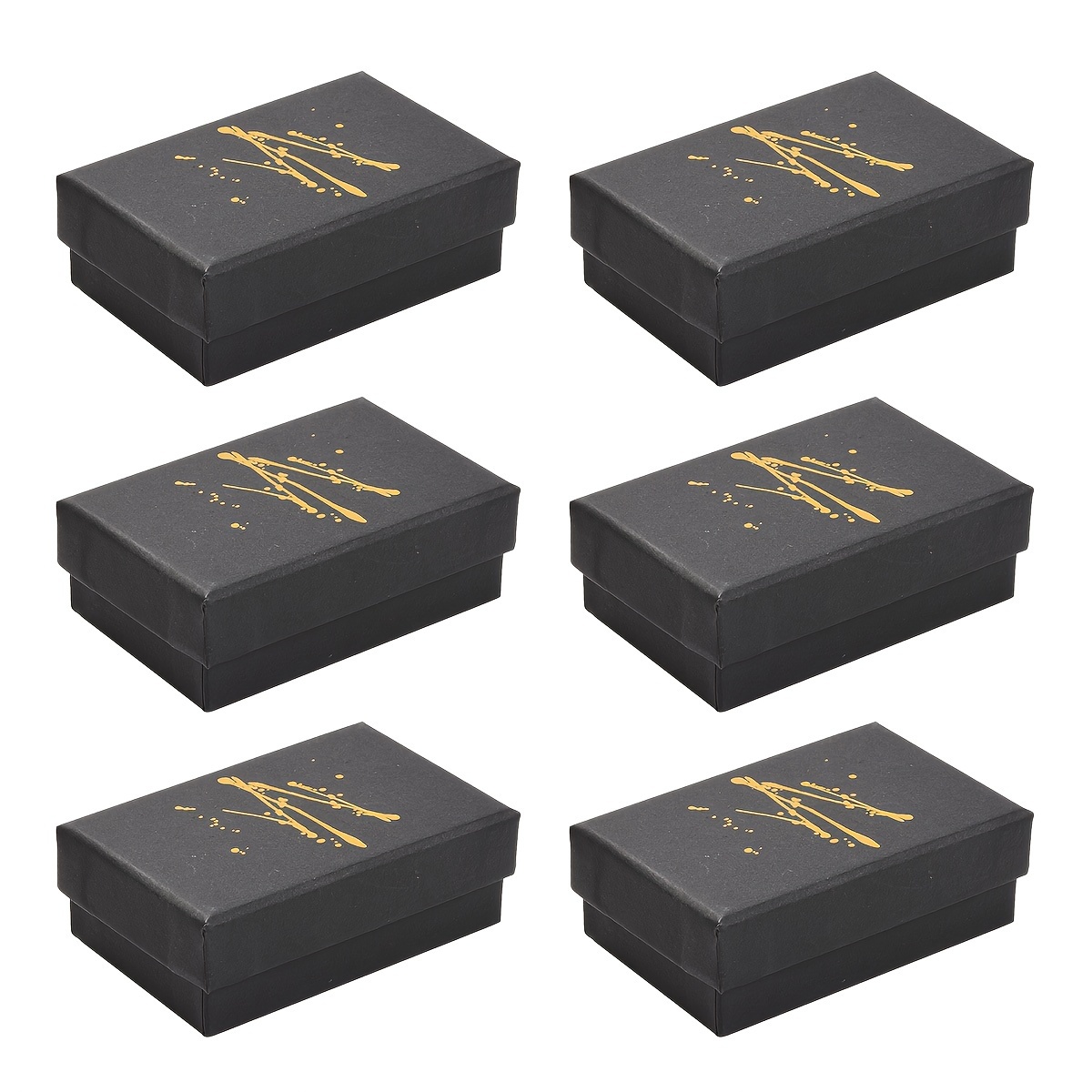 

24pcs Black Hot Stamping Cardboard Jewelry Display Packaging Boxes With Sponge Inside, 8.1x5.2x2.8cm For Valentine's Day Daily Gift Giving Jewelry Decorative Boxes Accessories Small Business Supplies