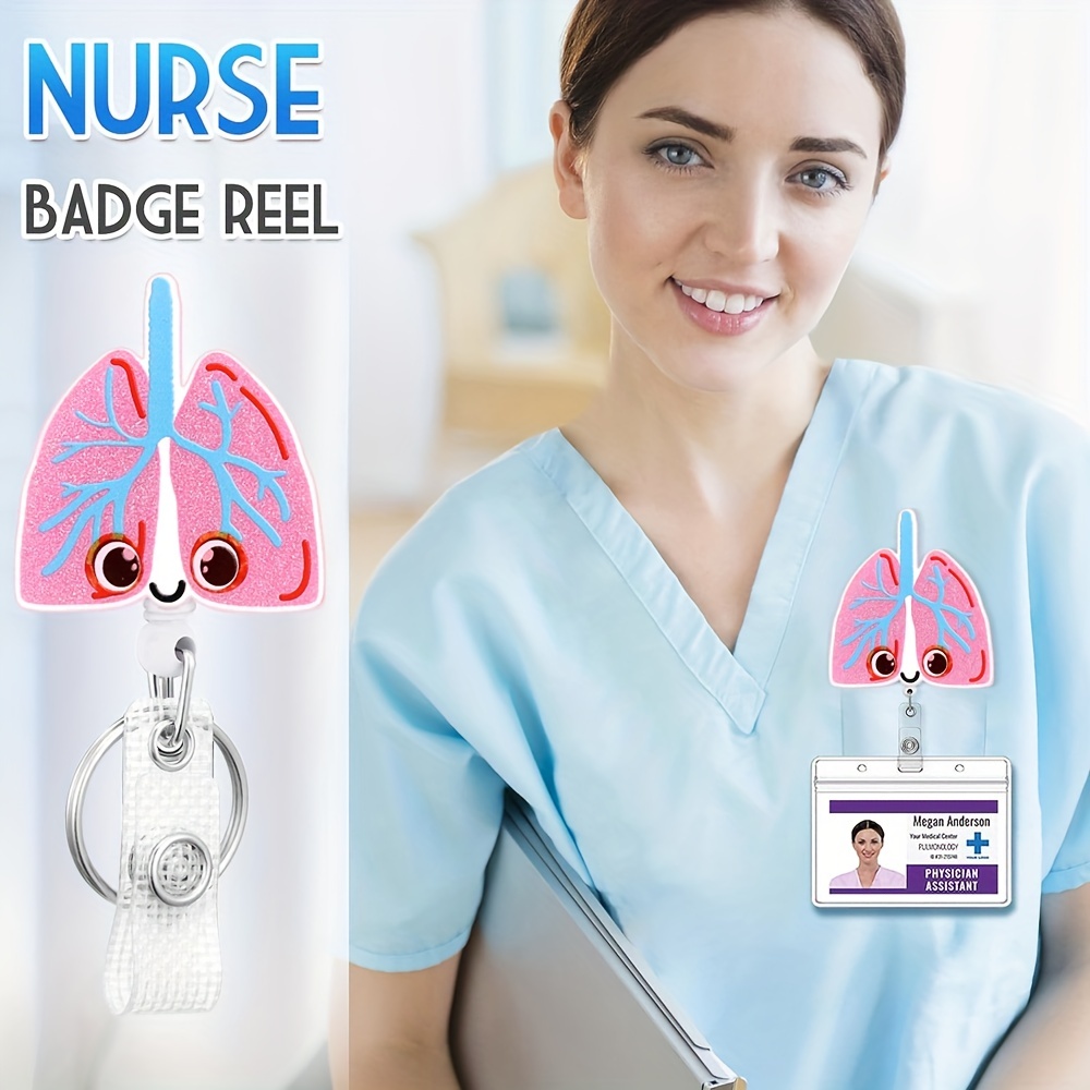 Badge Reel Holder Retractable With ID Clip For Nurse Nursing Name Lung  Skeleton Student Doctor RN LPN Medical Assistant Work Office Alligator Clip  Bad