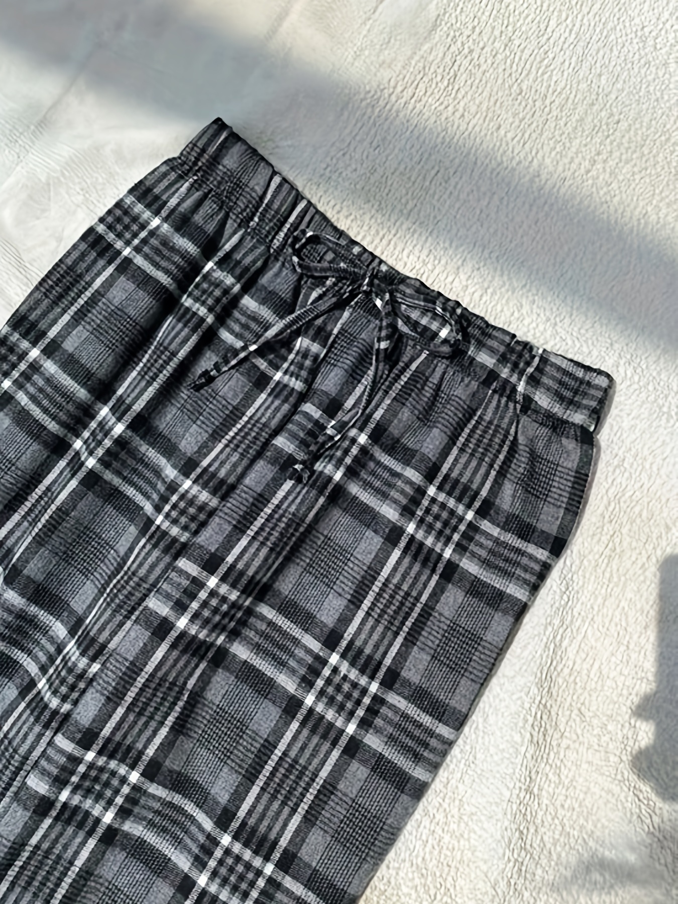 Women's Casual Lounge Pants Plus Size Plaid Print Elastic - Temu Canada