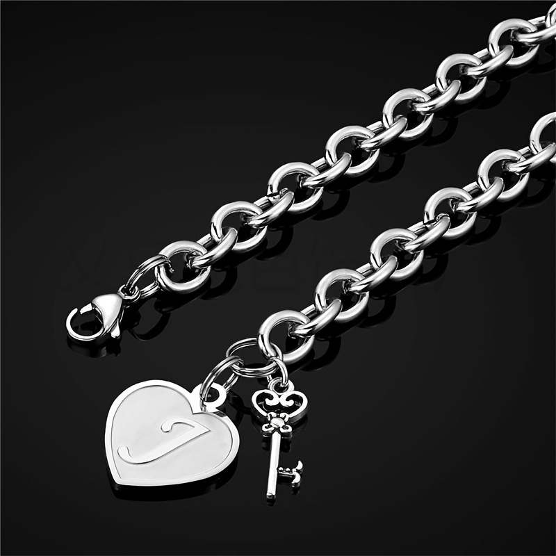Men Hip Hop Heart Key Charm Bracelet - Temu
