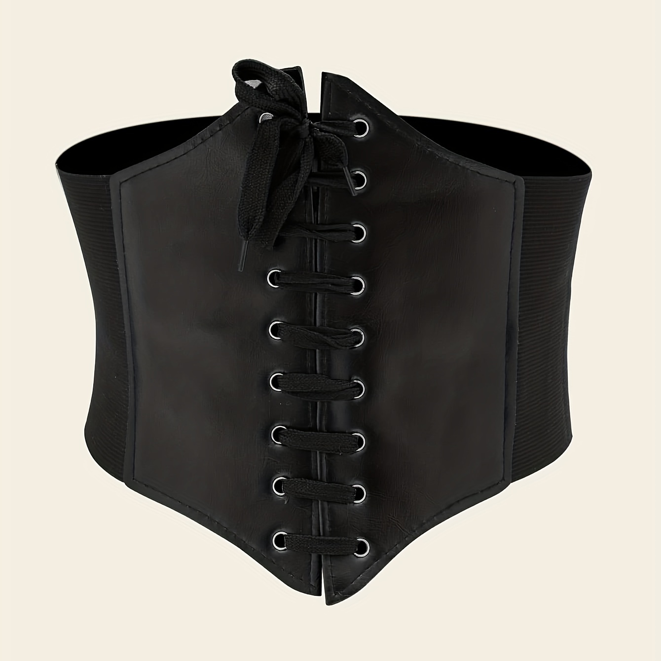 

Vintage Lace Up Elastic Girdle Black Casual Wide Waistband Classic Dress Coat Girdle Waspie Corset Belt For Women