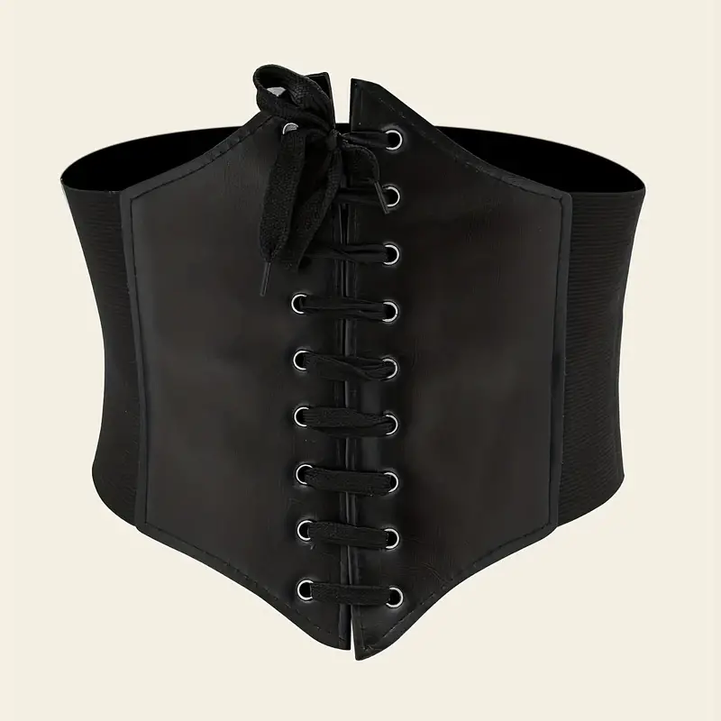 Vintage Lace Up Faja Elástica Negro Casual Cintura Ancha Vestido Clásico  Abrigo Faja Waspie Corsé Cinturón Para Mujer