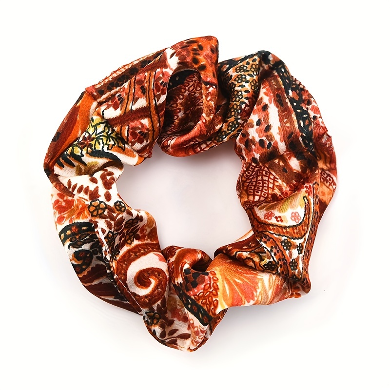 Boho Style Large Scrunchie Hair Tie Waist Fruit Flower Print Headwear