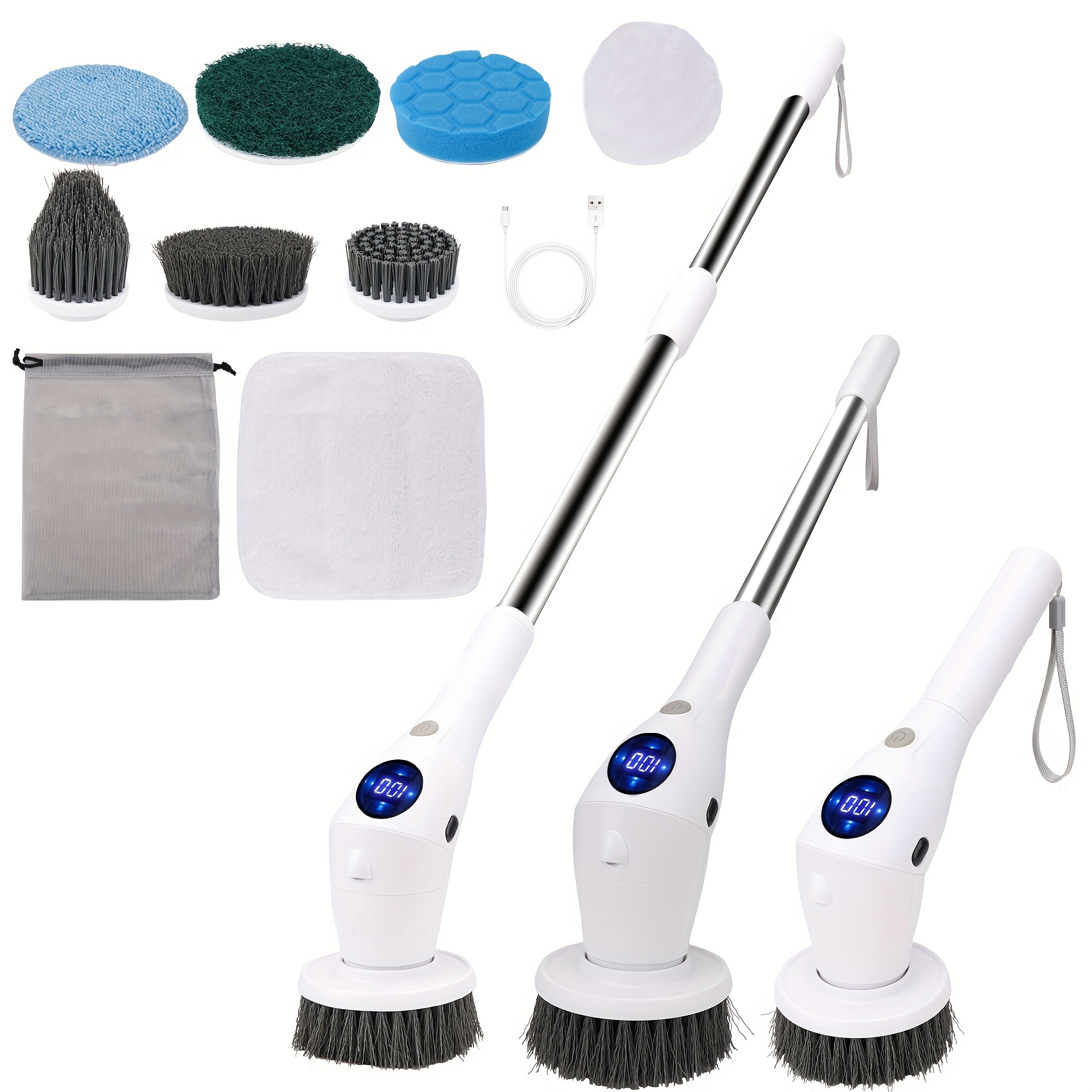 Electric Spin Scrubber, 2500mah Power Cordless Cleaning Brush With  Adjustable Extension Handle And 8 Replaceable Brush Heads, With Remote  Control 2 Rotating Speed Waterproof Shower Scrubber For Bathroom, Tub,  Floor, Tile, Kitchen
