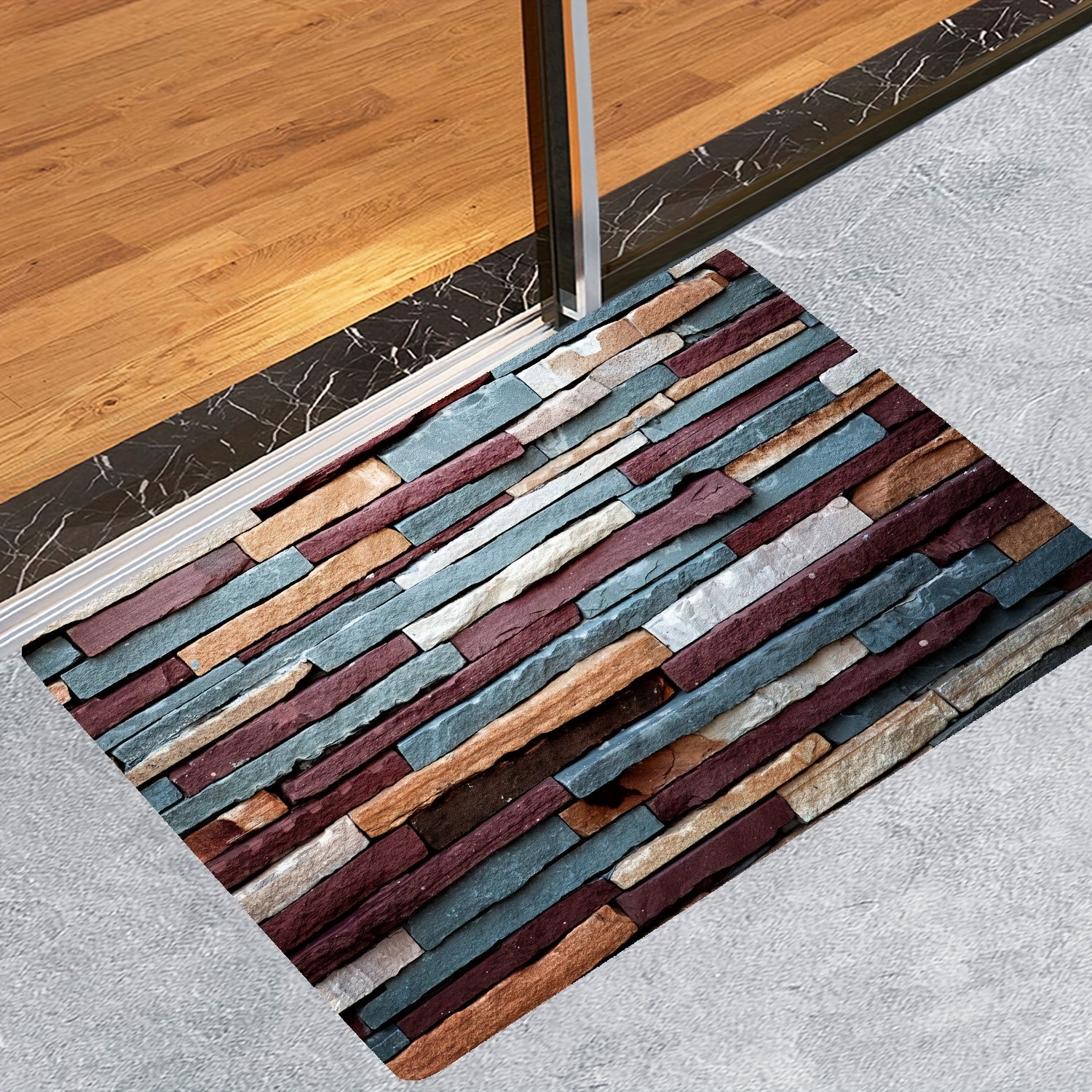 Creative Firewood Pile Pattern Strip Floor Mat Soft Non slip - Temu