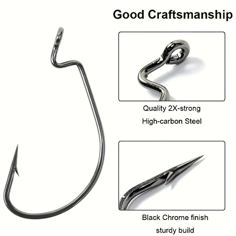 Offset Hooks Crank Worm Hook, Carbon Steel Fishing Tackle