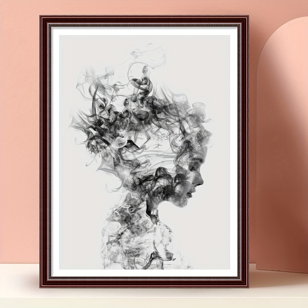 

1pc Abstract Art Black And White Portrait Woman Pattern Poster Canvas Painting Prints, Suitable For Home Wall Decoration Art, Frameless Decorative Painting