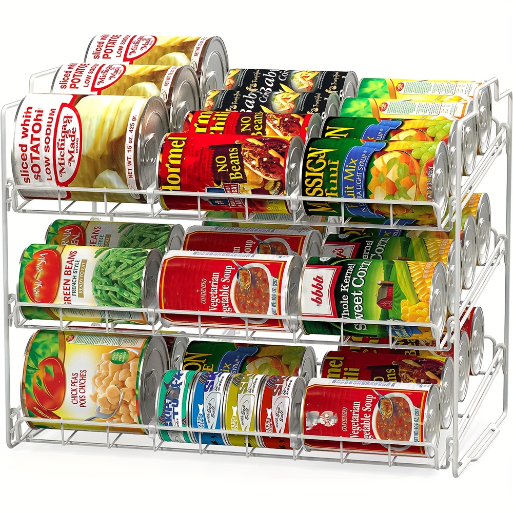 Pantry Food Can Rack Organizer, 3-Tier Stackable Soup Vegetable Canned Food  Disp