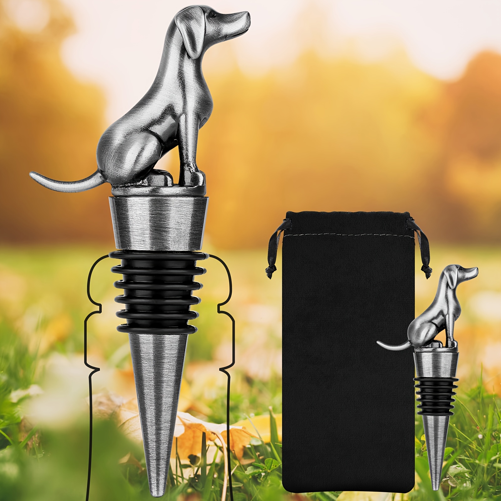 Metal Labrador Retriever Wine Stopper for Men