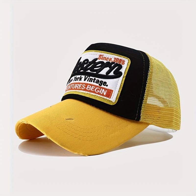 Mickey Mouse Embroidered Letters Mesh Trucker Hat – Unisex Snapback Baseball Cap, Adjustable, UK Handmade, Vintage Style