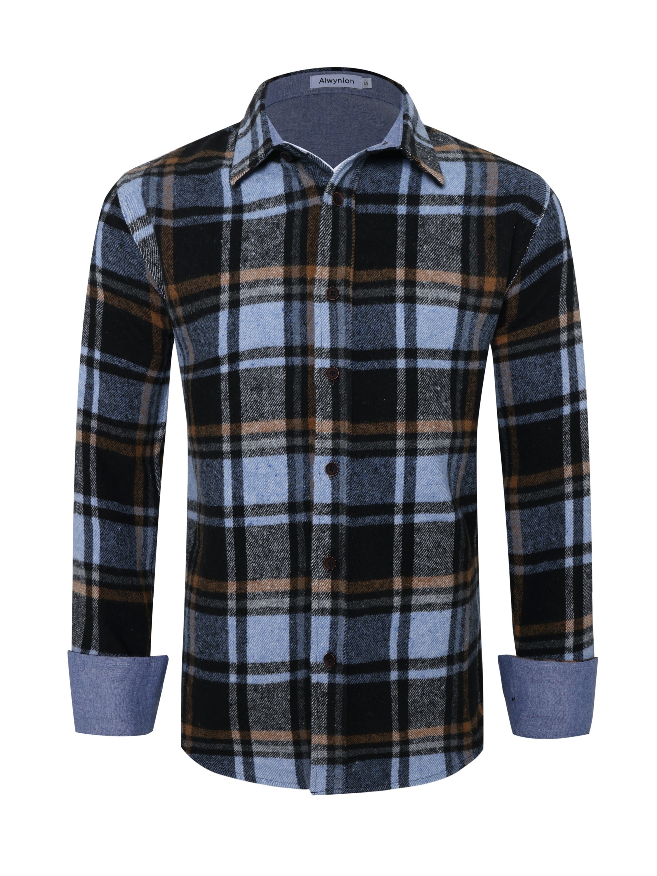 Plaid Print Men's Casual Button Up Long Sleeve Shirt, Men's