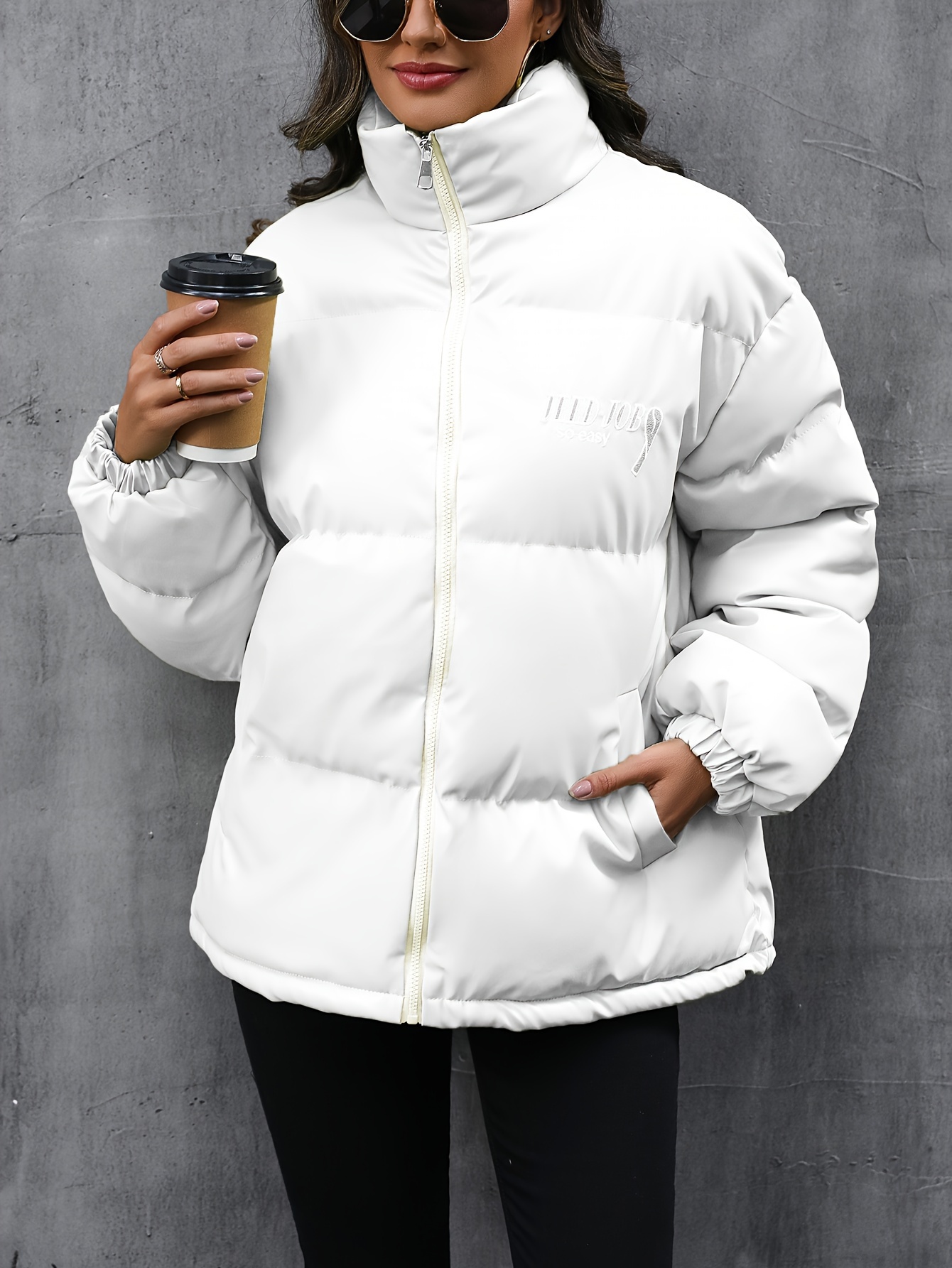 chaqueta acolchada algodón cremallera abrigo Temu Dominican Republic