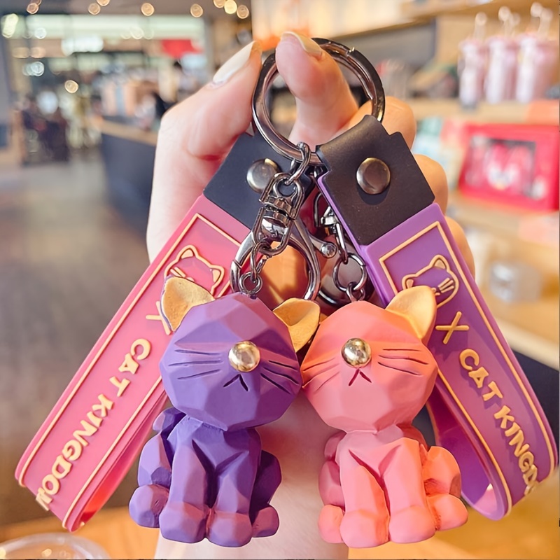 1pc Black Dog Keychain Cute Animal Key Ring Pendant Car Key Ornament Bag Accessories Pendant,Temu