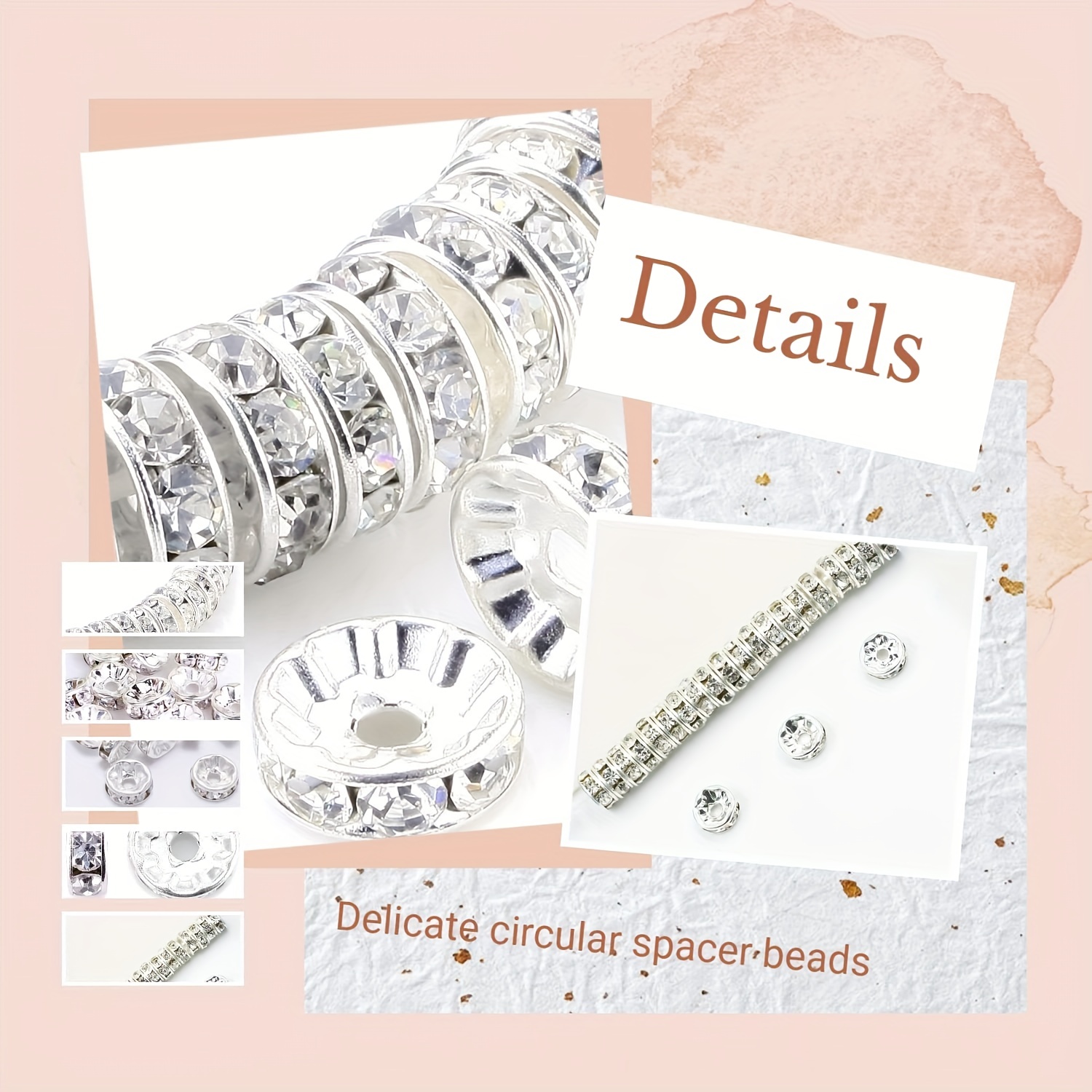 Rondelle Spacer Beads Silver Plated Czech Crystal Rhinestone - Temu