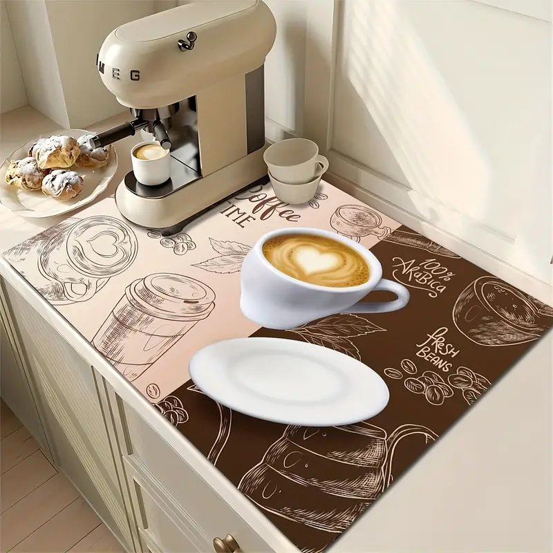 Retro Coffee Maker Mat, Dish Drying Coffee Mats For Kitchen Coffee Bar  Accessories Protects Kitchen Countertop Kitchen Placemats, Kitchen Counters  And Perfect Accessories For Coffee Machines Home Decor Room Decor - Temu