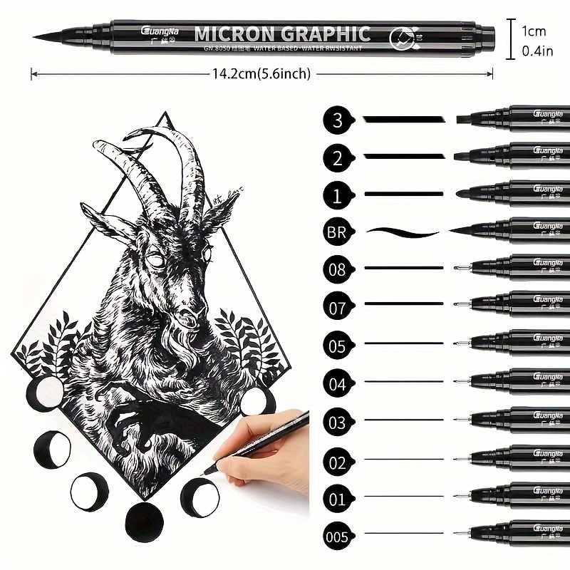 9pcs Black Micro-Pen Fineliner Ink Pens, Pigment Liner Multiliner Pens  Micro Fine Point Drawing Pens For Sketching, Anime, Manga, Artist  Illustration