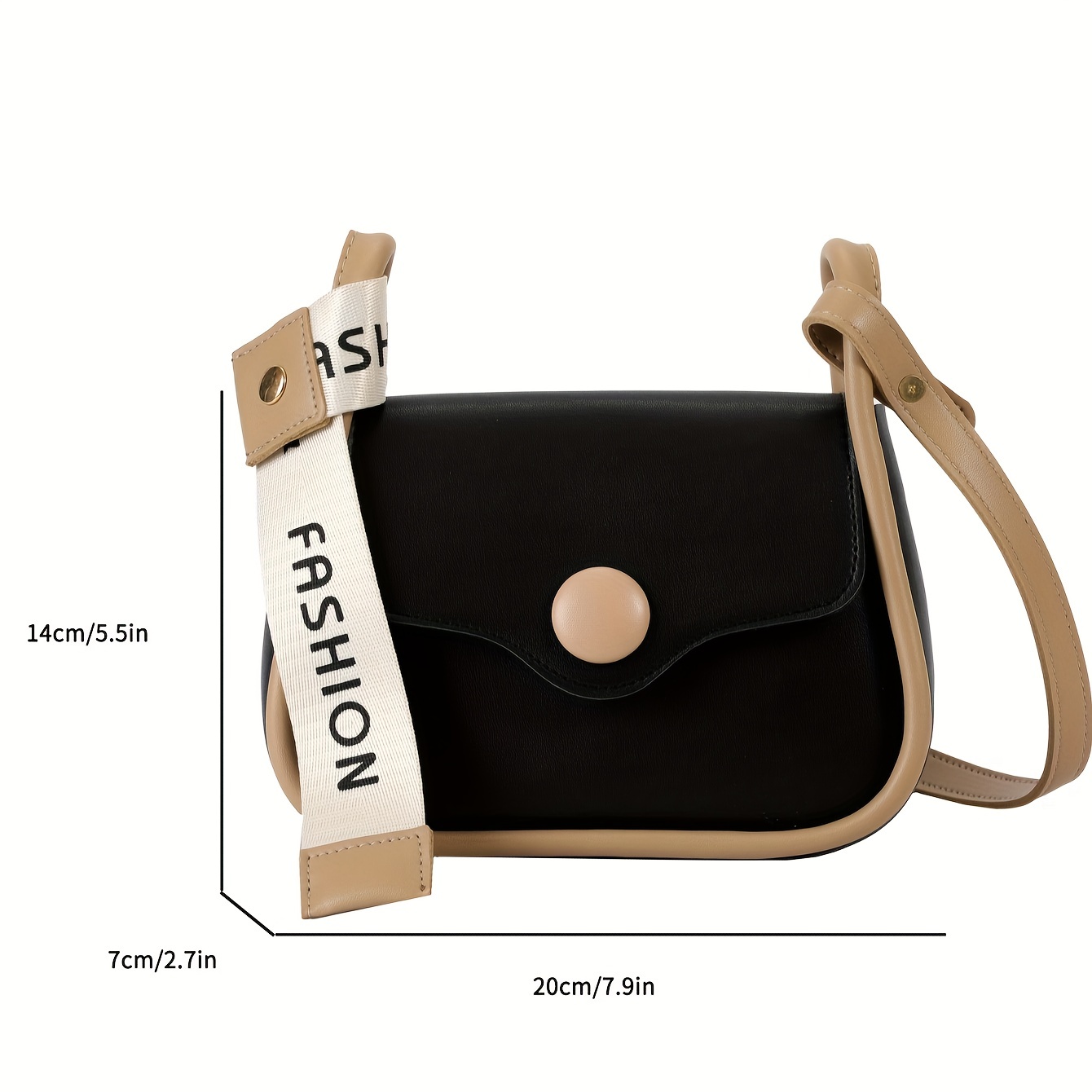 1pc Color Block Pu Leather Crossbody Bag With Zipper, Suitable For Women's  Daily Use & Dates