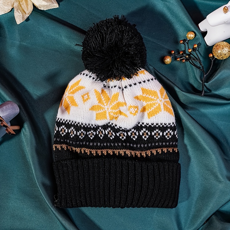 Conjunto De Gorro Y Bufanda De Punto Con Copos De Nieve Para - Temu