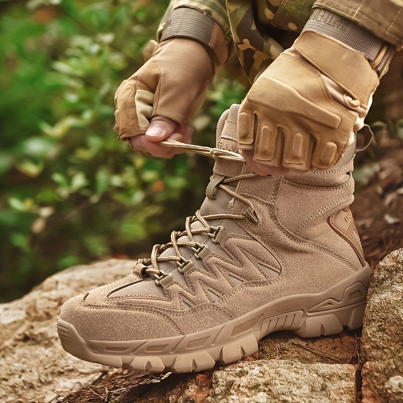 Mens Outdoor Zipper Tactical Boots Anti Skid Wear Resistant