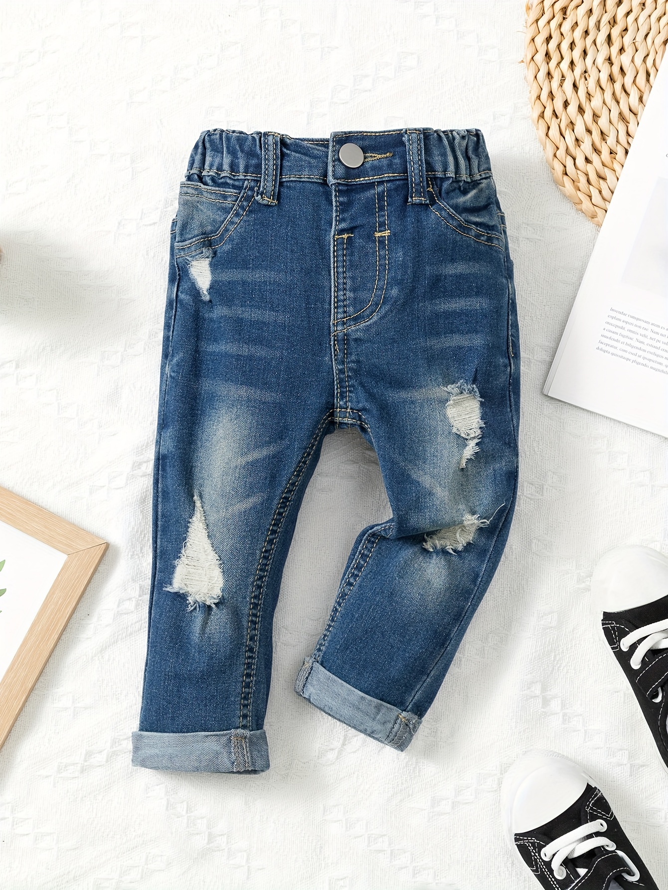  Jeans para mujer de otoño de cintura alta con estampado de  flores, bolsillo elástico, pantalones de mezclilla ajustados, jeans negros,  Azul : Ropa, Zapatos y Joyería