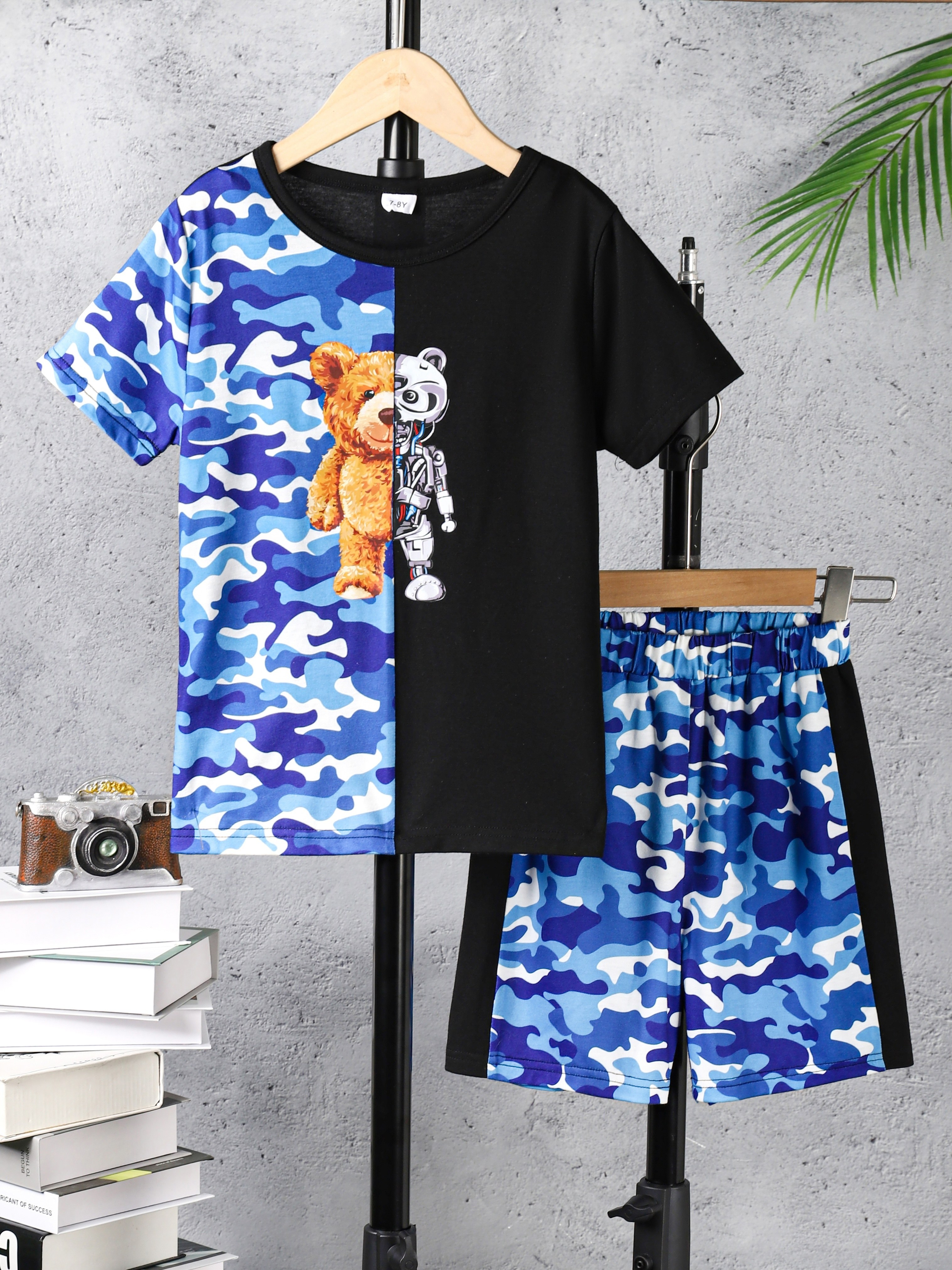 Summer Men Camouflage Casual Outfit Short Sleeve T-Shirts+Shorts