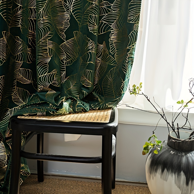 Dark Green Velvet Curtains Solid Velvet Curtains Insulation - Temu