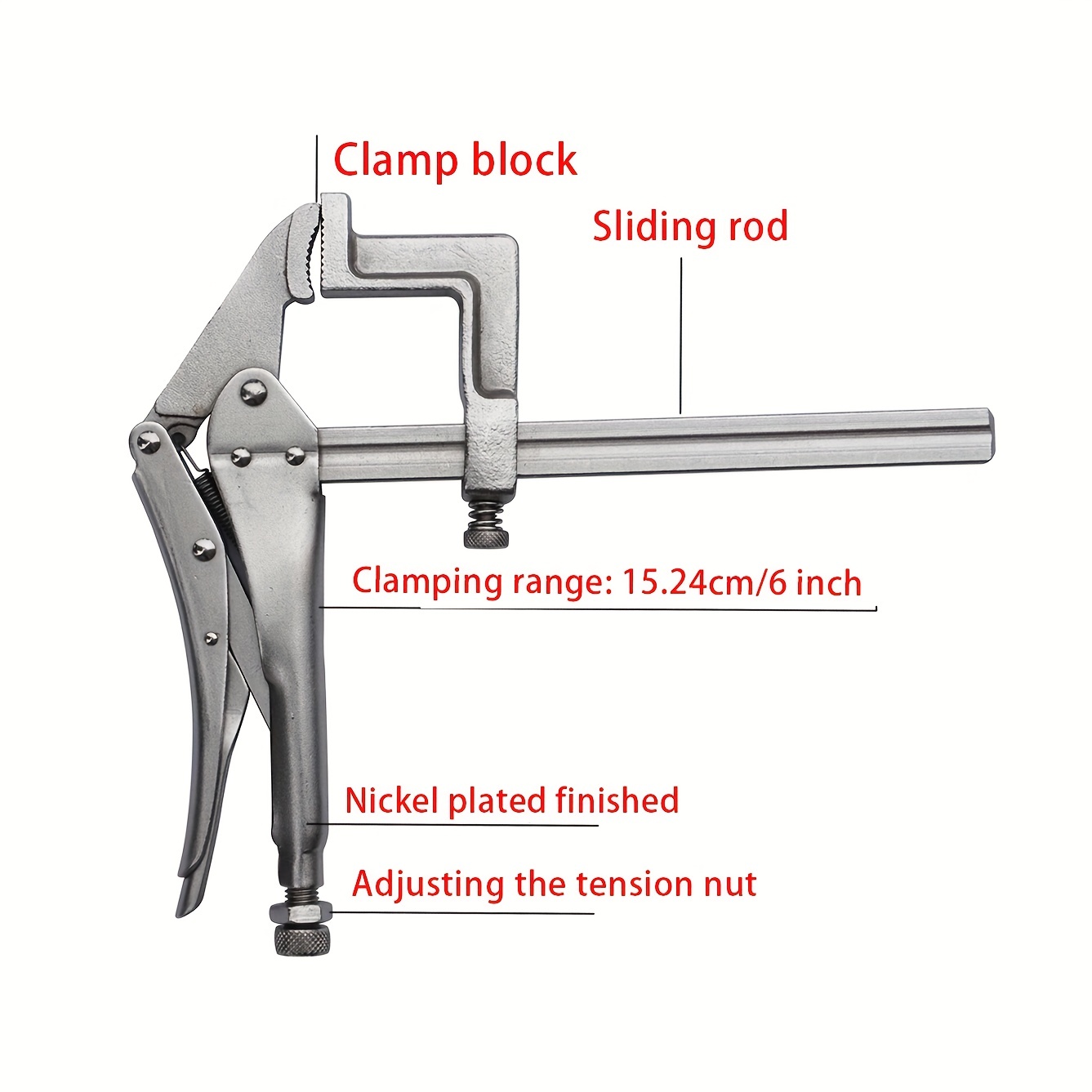 1pc 6 sliding arm locking clamp jaw opening capacity quick clamping woodworking tool