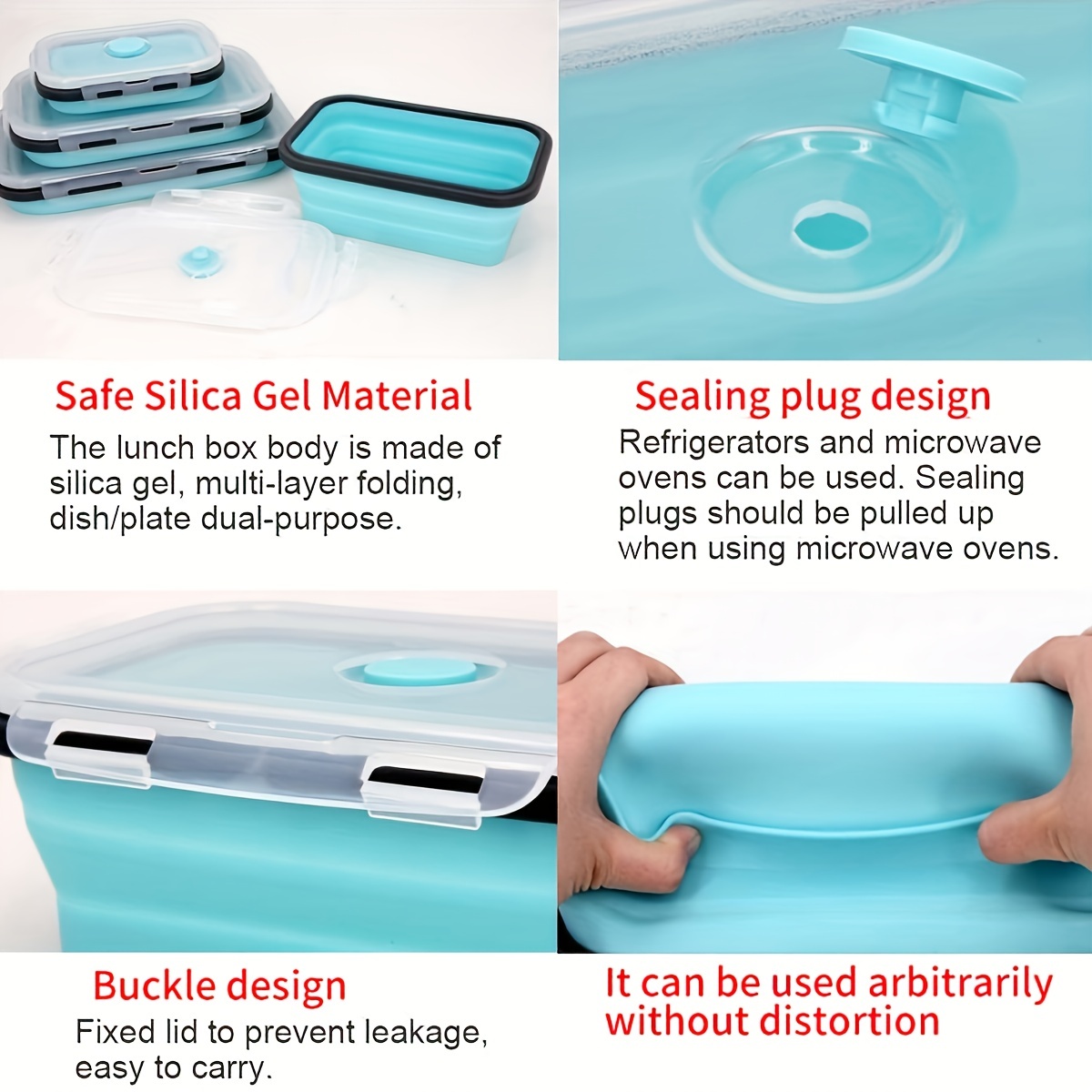 Silicone Collapsible Lunch Boxes Airtight Vacuum Seal, Food