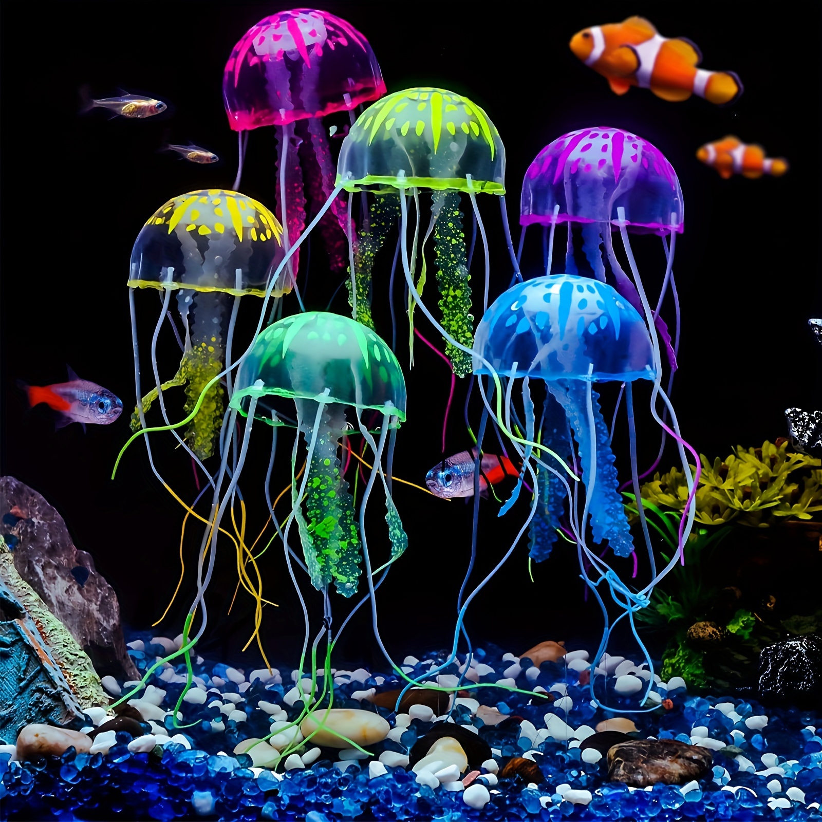 3pcs Random Color Artificial Jellyfishes Aquarium Fish Tank