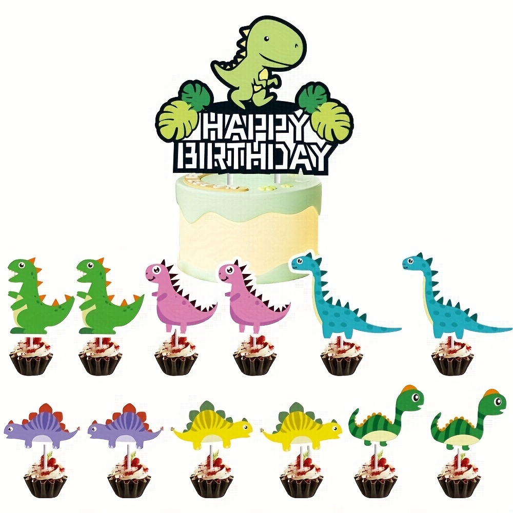 Dinosaur Birthday Cupcake Decorations Dinosaur Cupcake - Temu