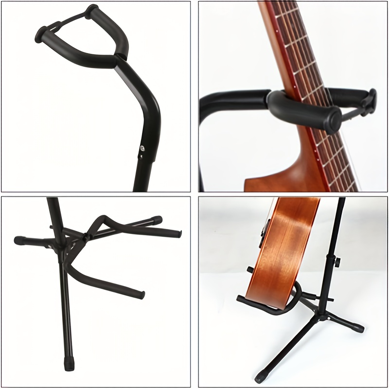 AUNA Stand Guitare - Support trépied pour Guitare ou Basse (Pliable,  sécurisé Forme Y) - Noir résistant