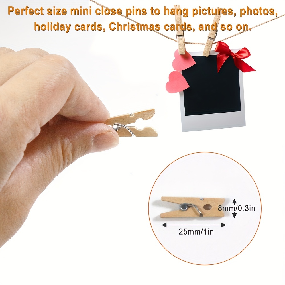  Mini Clothes Pins for Photo, Natural Small Wooden