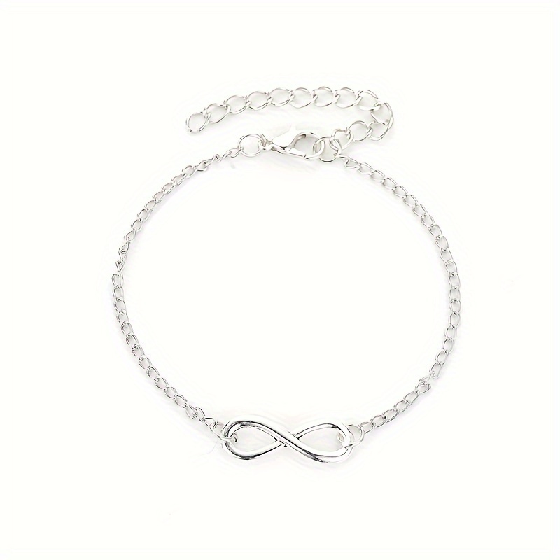 TEMU Pulsera De Cadena Fina Con Infinito, Elegante Joyería De Mano, Suerte Con El Número 8