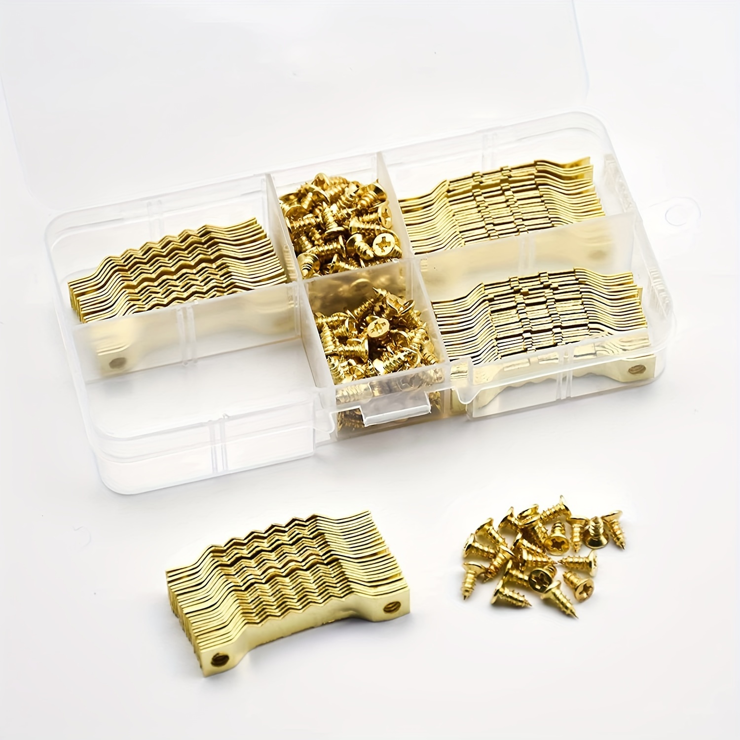 1 Set Verpackter Goldener Doppelseitiger Gezahnter Haken Mit  Flachkopfschraubenkombination, Gerade Metallstange Zum Aufhängen Von  Rahmen