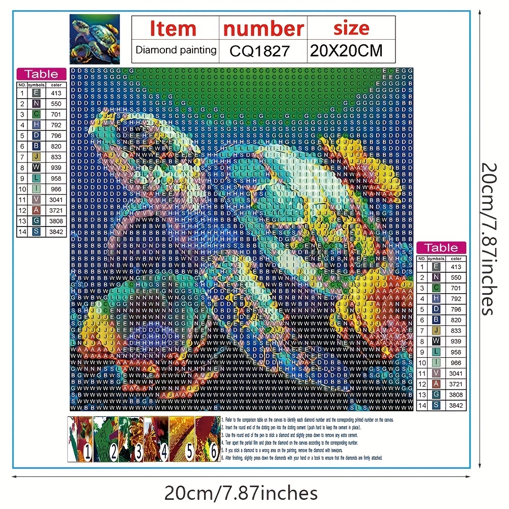 Turtle Artificial Diamond Painting Kit Tools For Adults 5d - Temu