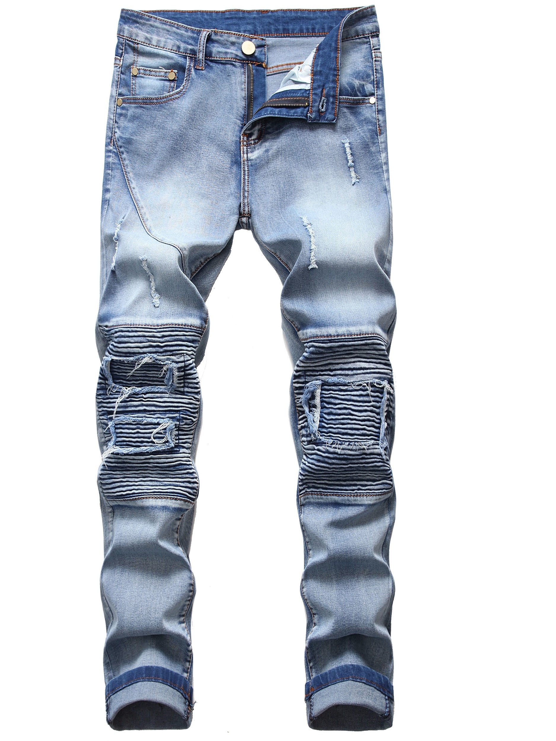 Jeans Moda Hombres Talla Pantalones Mezclilla Textura - Temu Chile