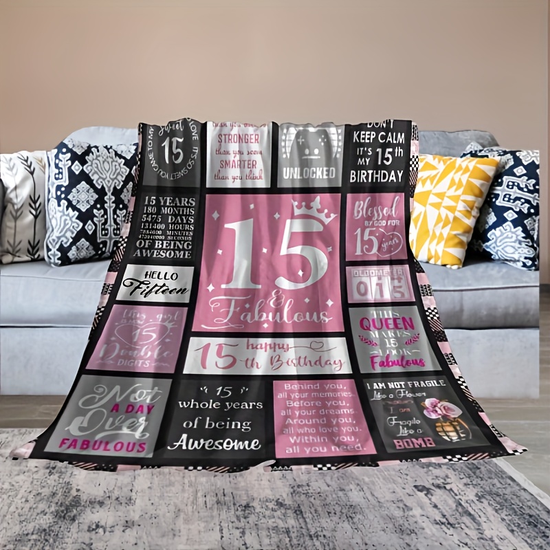  15 Year Old Girl Gifts for Birthday - Quinceanera Gifts Blanket  - Best Gifts for 15 Year Old Girl 60X50 - 15th Birthday Gifts for Teen  Girls - 15th Birthday Decorations