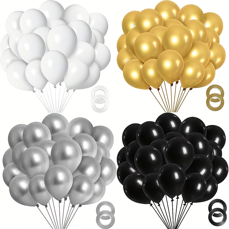 Ballons Noirs Blancs 120pcs Blanc Noir Balloon Graland Arch - Temu