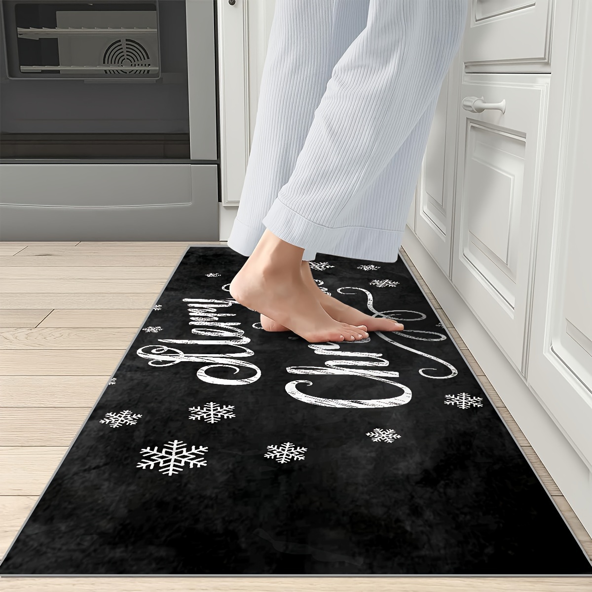 Christmas Black Printed Floor Cover Mat Indoor Contemporary - Temu
