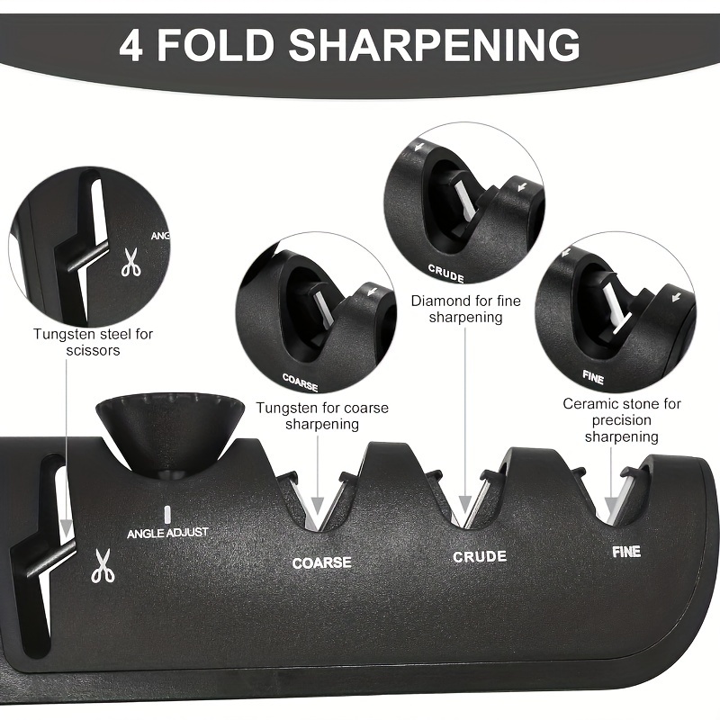 Professional Knife Sharpener, 4 in 1 Sharpening Stones with Scissor, 6 Step  Adjustable Angle Guide Knife Sharpers Tool for Chef's Kitchen Knives and  Scissors