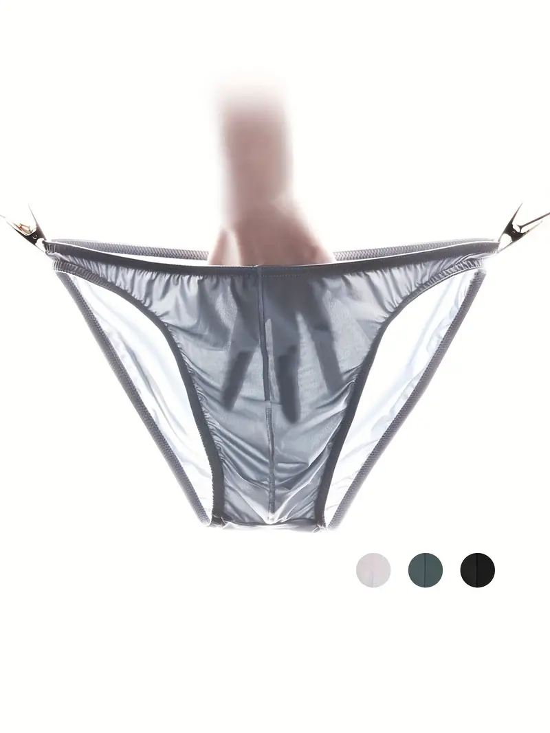 Men's See-through Low-Rise Ultra Thin Ice Silk Underpants Up to