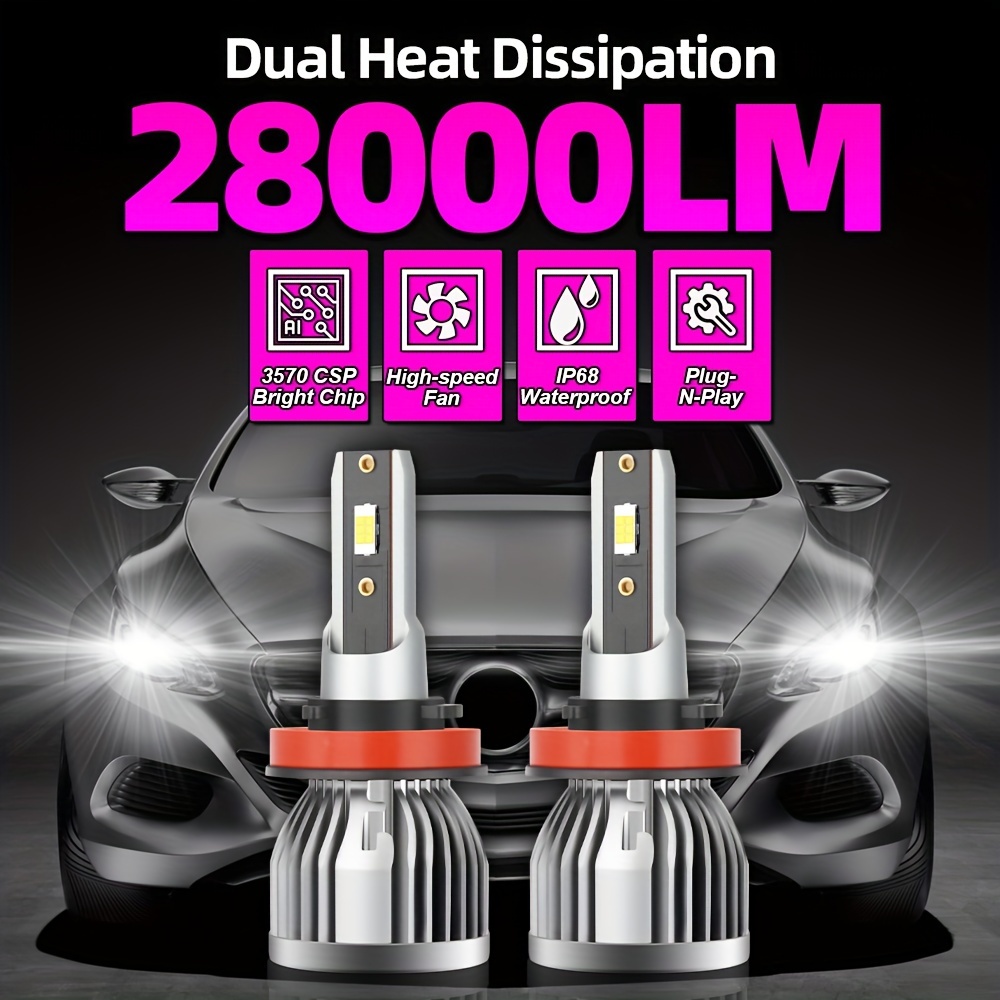 9005 HB3 LED Automotive Headlight Bulbs 22000LM 6500K White 2 PCS