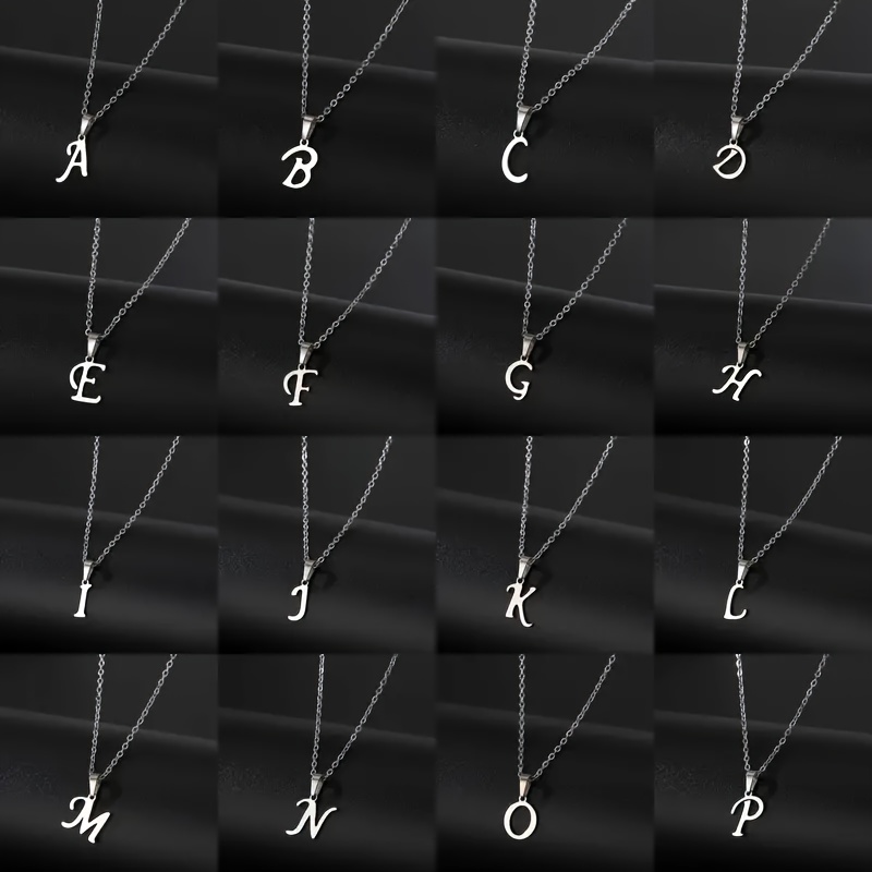 Stainless Steel Minimalist 26-Letter Pendant Necklace - Hip-Hop & Everyday Unisex Jewelry, Initial Gift for Women & Men, Durable Year-Round Wear, Necklace, Daily Wear Accessory, Modern Jewelry, Polished Finish