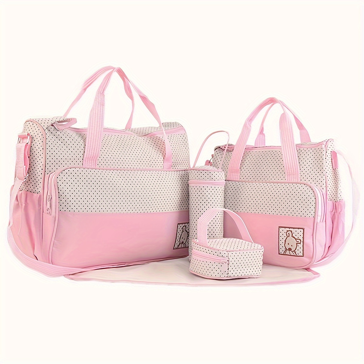 5pcs Polka Dot Mommy Bag Set, Stylish & Spacious