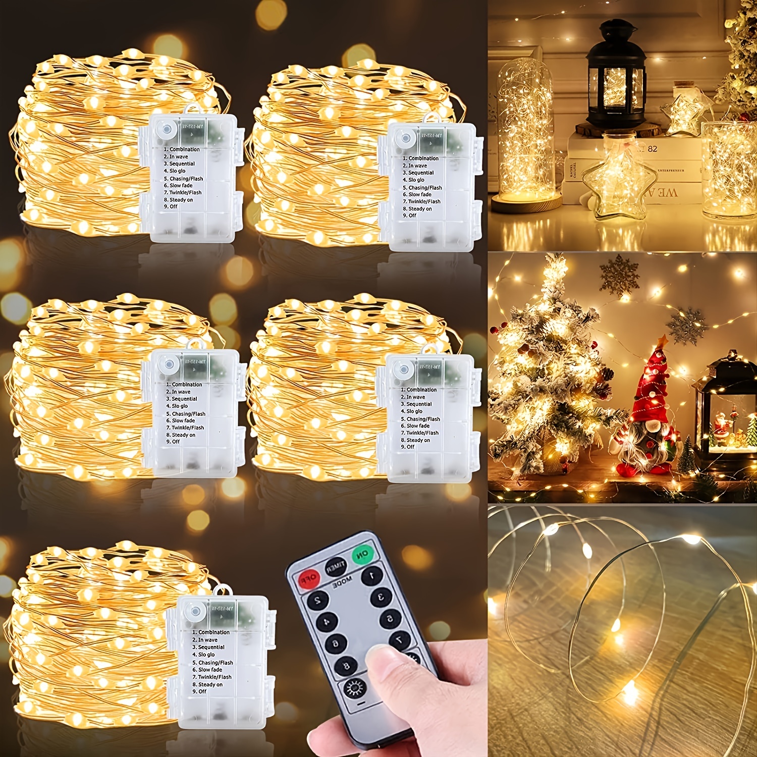 1 Roll Of 50 LEDs Fairy Lights 33ft Battery Powered Fairy String Lights With 8 Light Modes Waterproof LED String Lights For Outdoor Indoor Bedroom Wedding Party Decor Battery Not Included